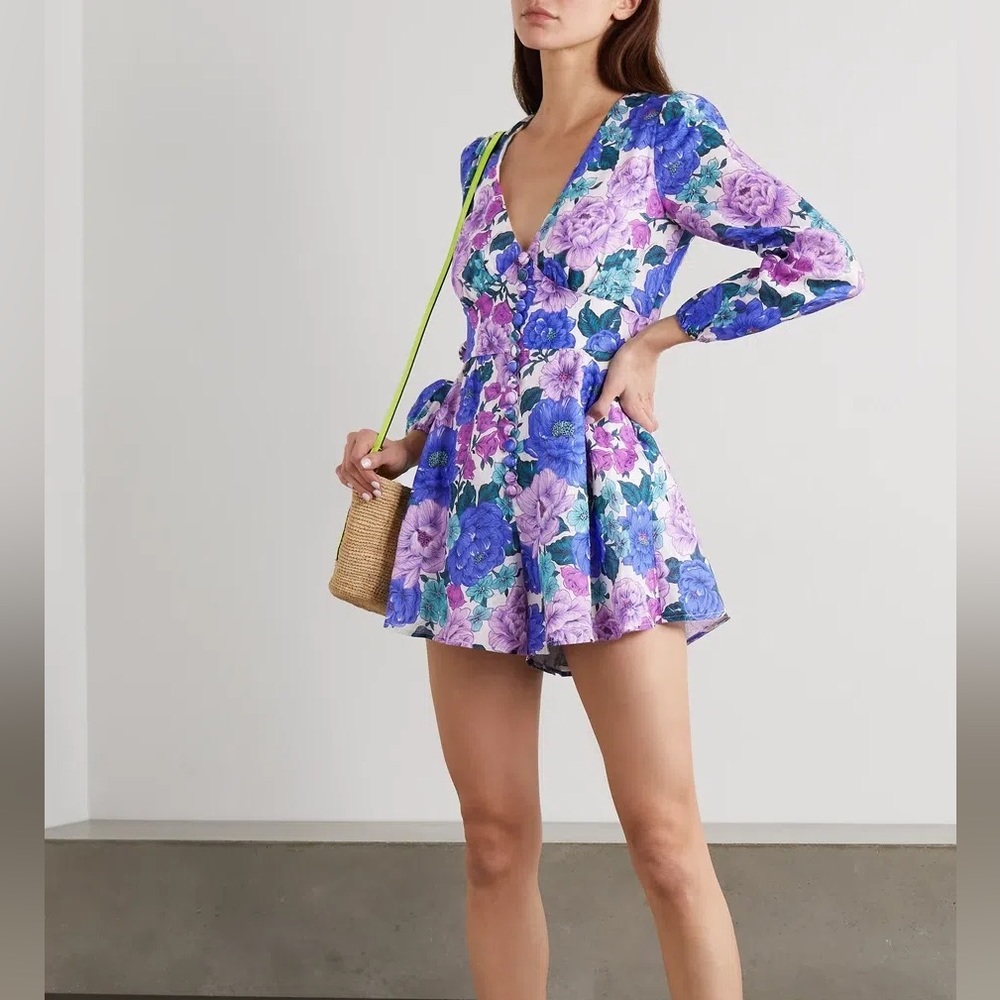 Zimmermann Blue and Purple Floral Romper